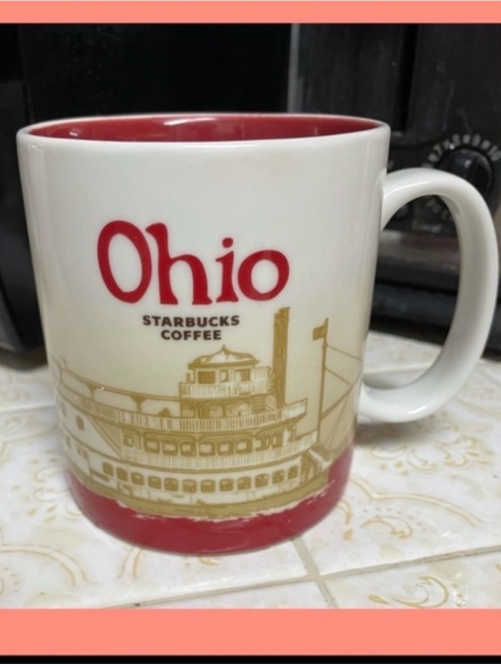 Starbucks Red and Cream Ohio State Ceramic Mug